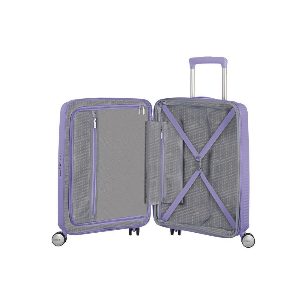 American Tourister Soundbox käsipagas lilla2