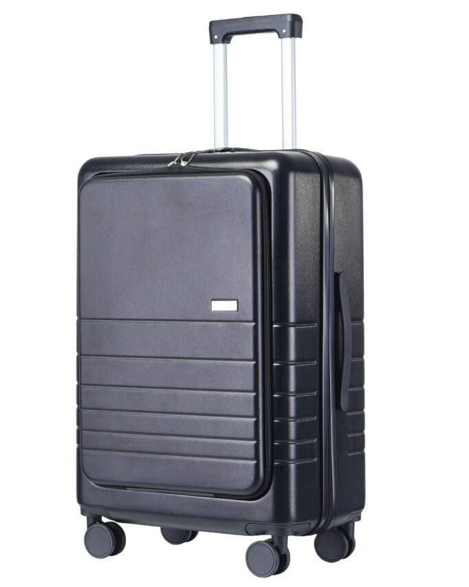 Keskmine reisikohver must (T596-M), avatav esiosa + USB