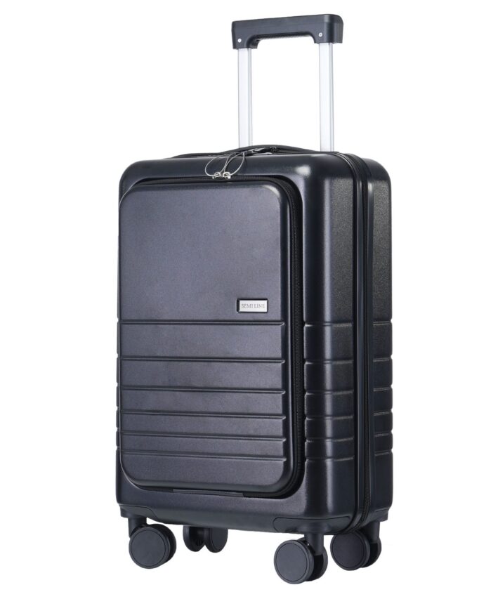 Käsipagasi reisikohver must (T596-S), avatav esiosa + USB