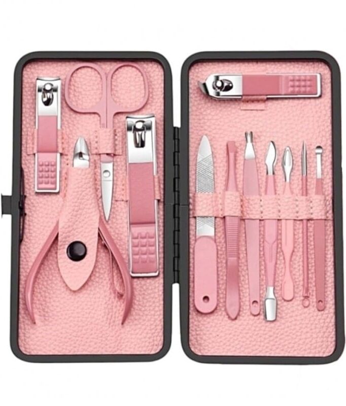 Maniküüri- ja pediküüri tarvikute komplekt (roosa)